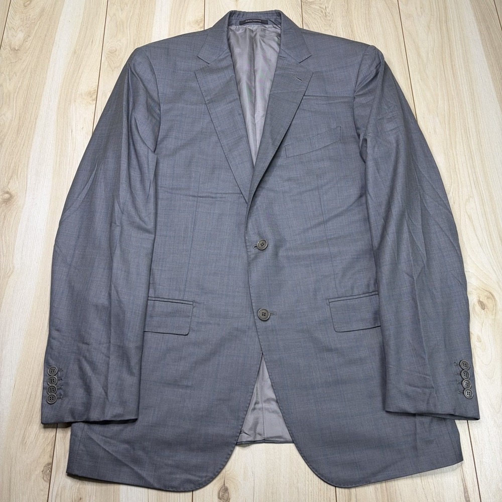 Ermenegildo Zegna TROFEO 600 Shadow Windowpane Wool Blazer Mens 42L Gray/Blue